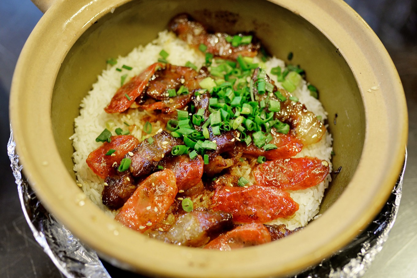  A classic Preserved Meats Clay Pot Rice with sausage and cured meat