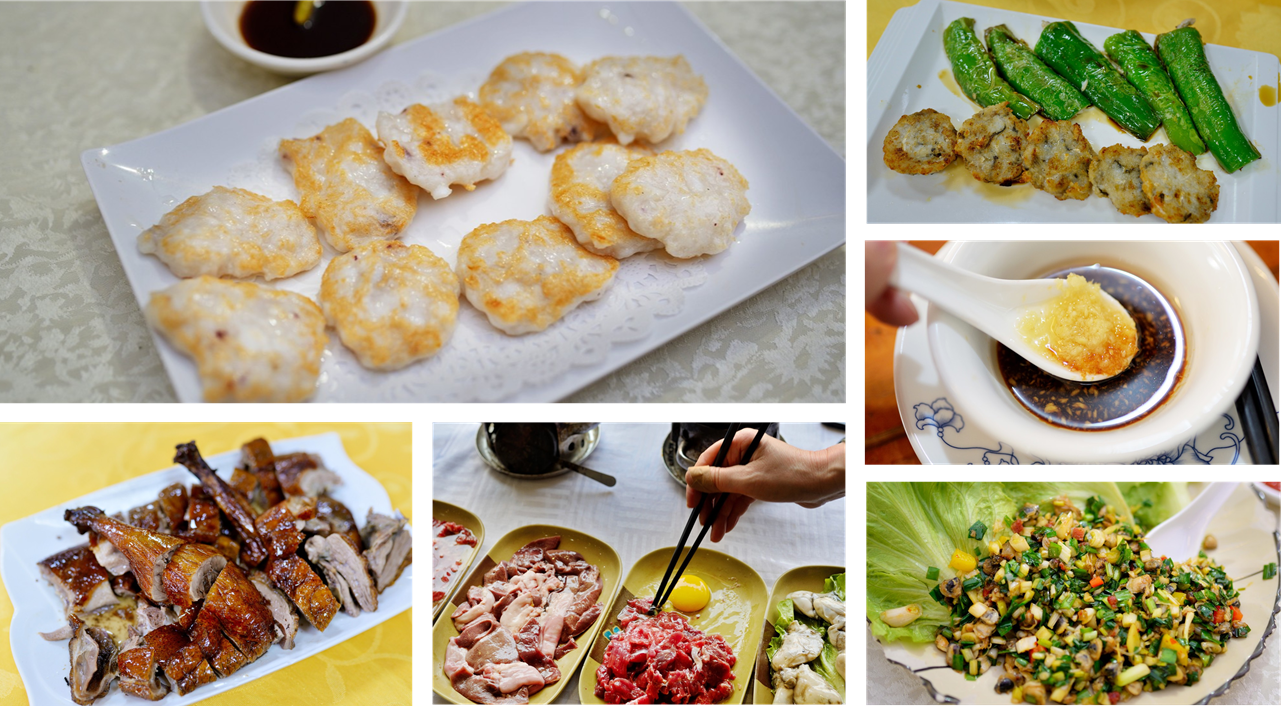  A collage of various food items experienced during the Shunde trip
