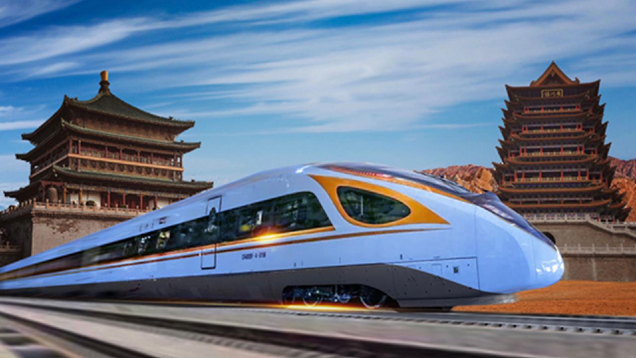 China's diverse transportation network showing high-speed rail, planes, and buses