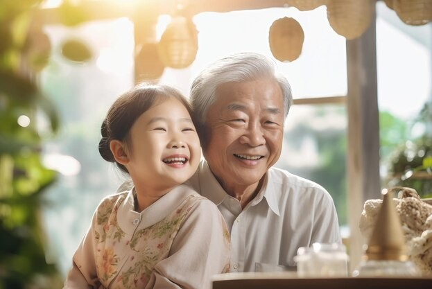 Elderly Chinese gentleman being respectfully addressed
