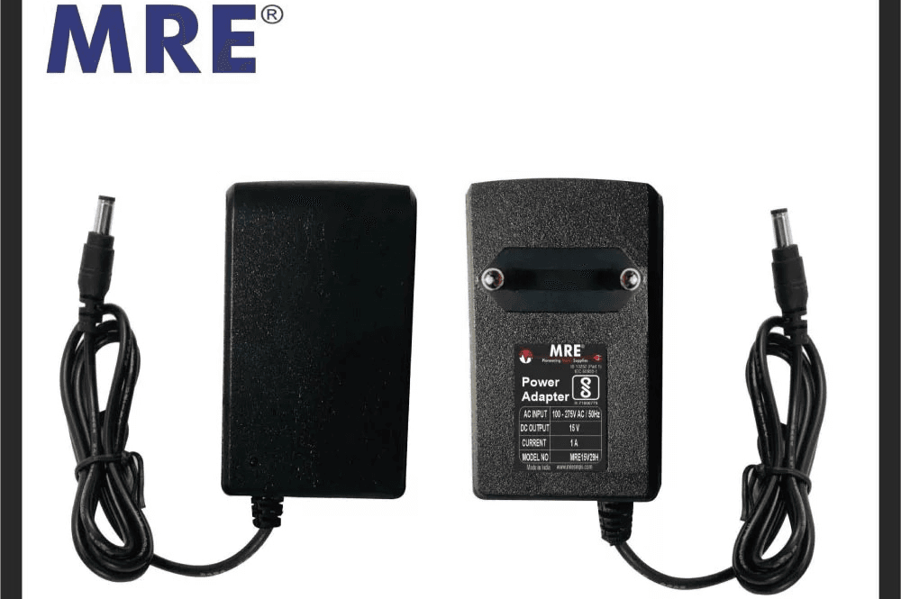 Medical device with power adapter showing voltage specifications