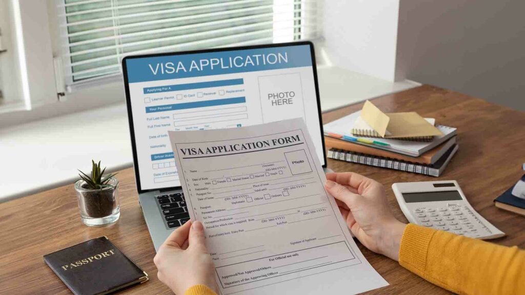 Organized documents for visa application