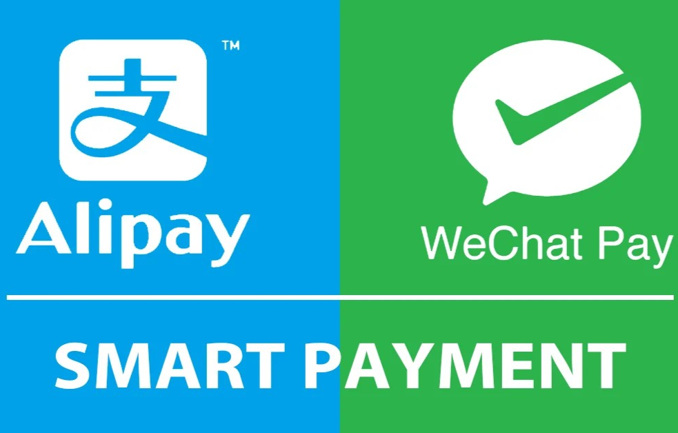 Side-by-side comparison of Alipay and WeChat Pay app interfaces on smartphones