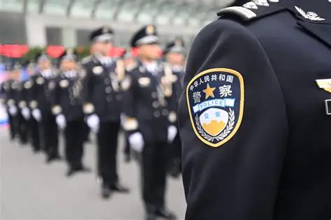 Tourist talking to police officer in China