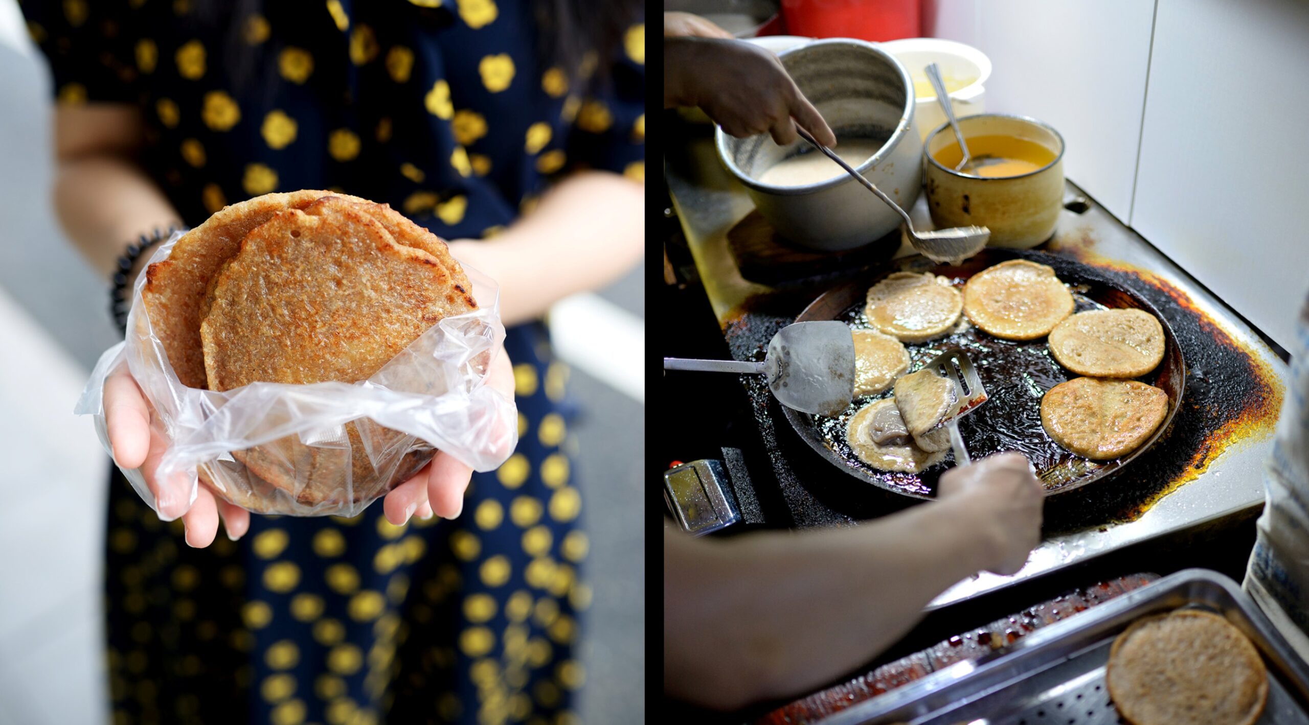  A close-up of a taro-filled Mai Guo