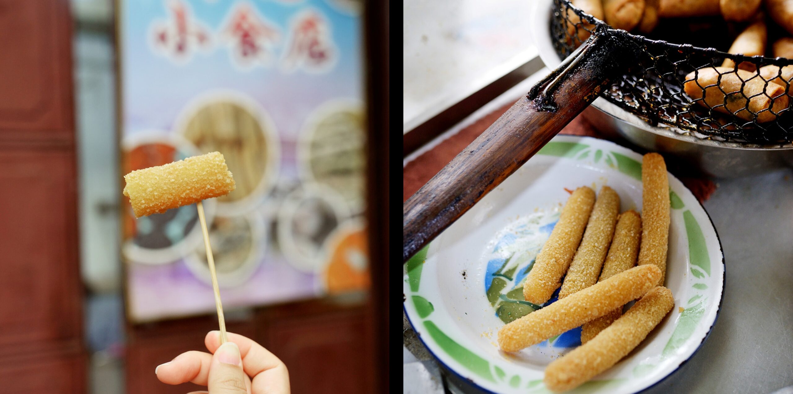  A dramatic close-up of a salted egg yolk roll cut in half