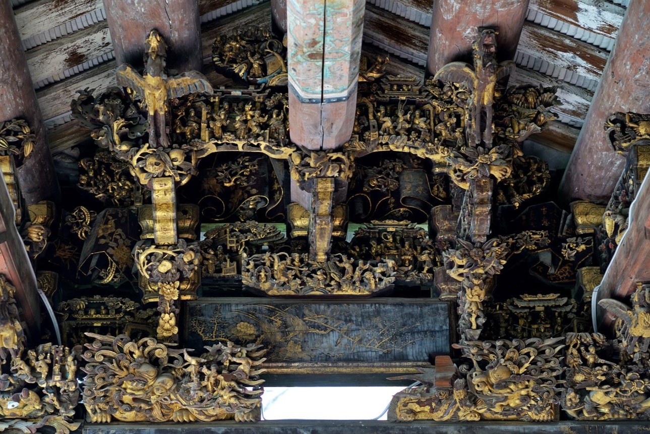  looking up at the ceiling of the prayer pavilion