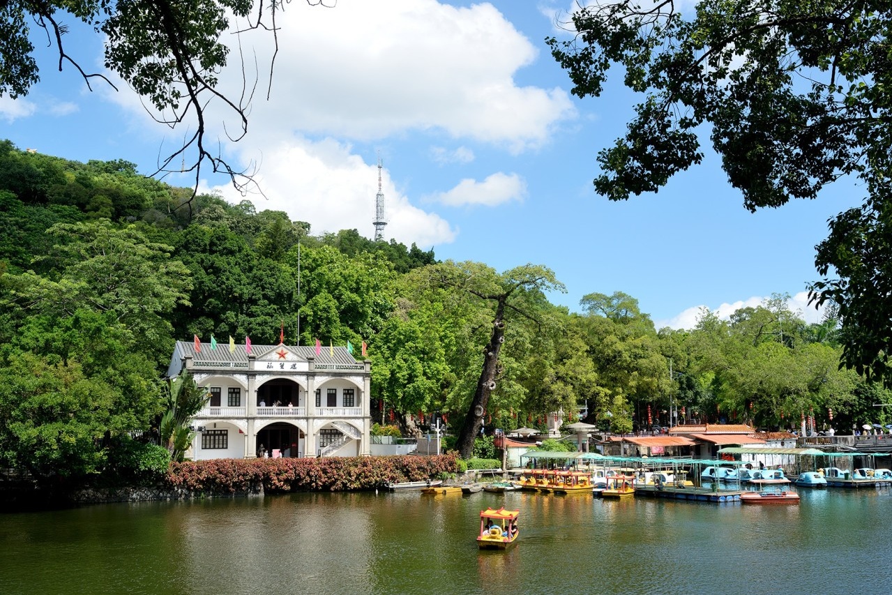  with the memorial statues of Zhou Enlai and other revolutionary figures in the foreground