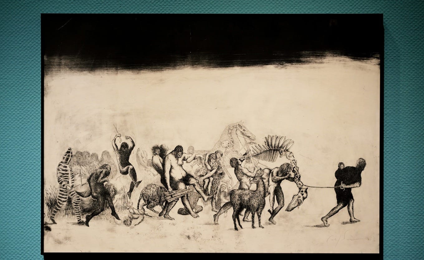 Intaglio print Return by Chilean artist Carlos Damasio Gómez