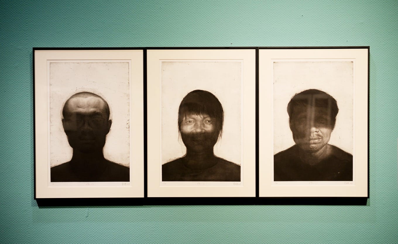 Portrait print series Three People by Chinese artist Li Yaping