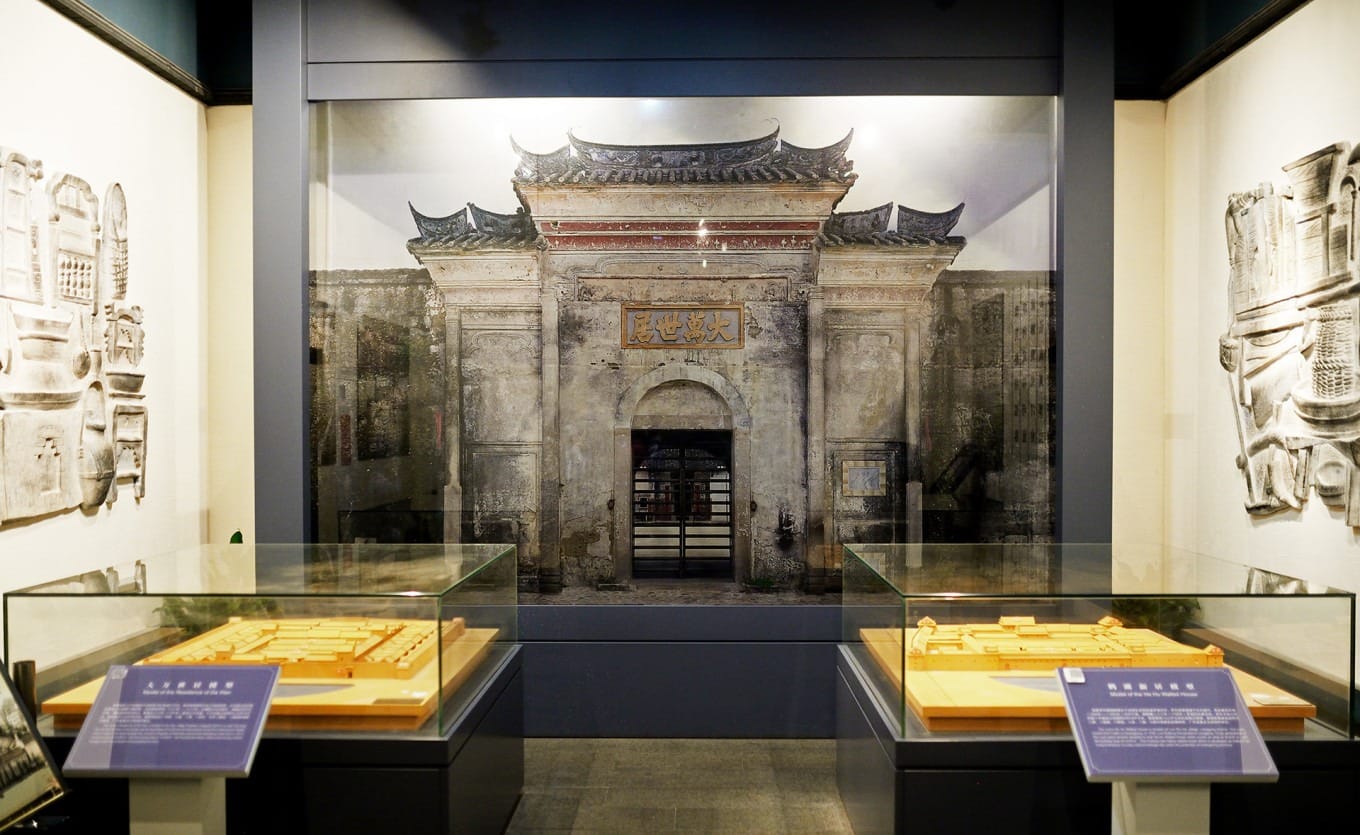 Scale models of Hakka walled residences displayed in Shenzhen Museum