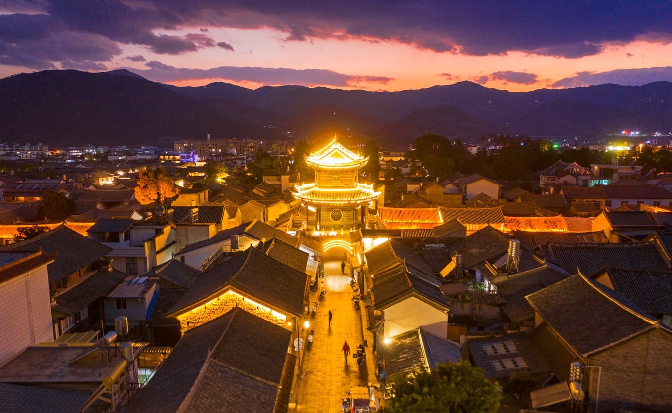 Vibrant local market scene or daily life on a street in Weishan