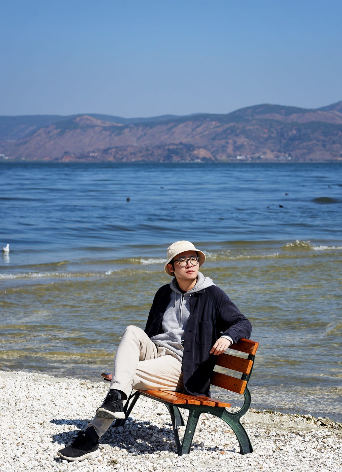 Tranquil lakeside scene with reflections in calm water