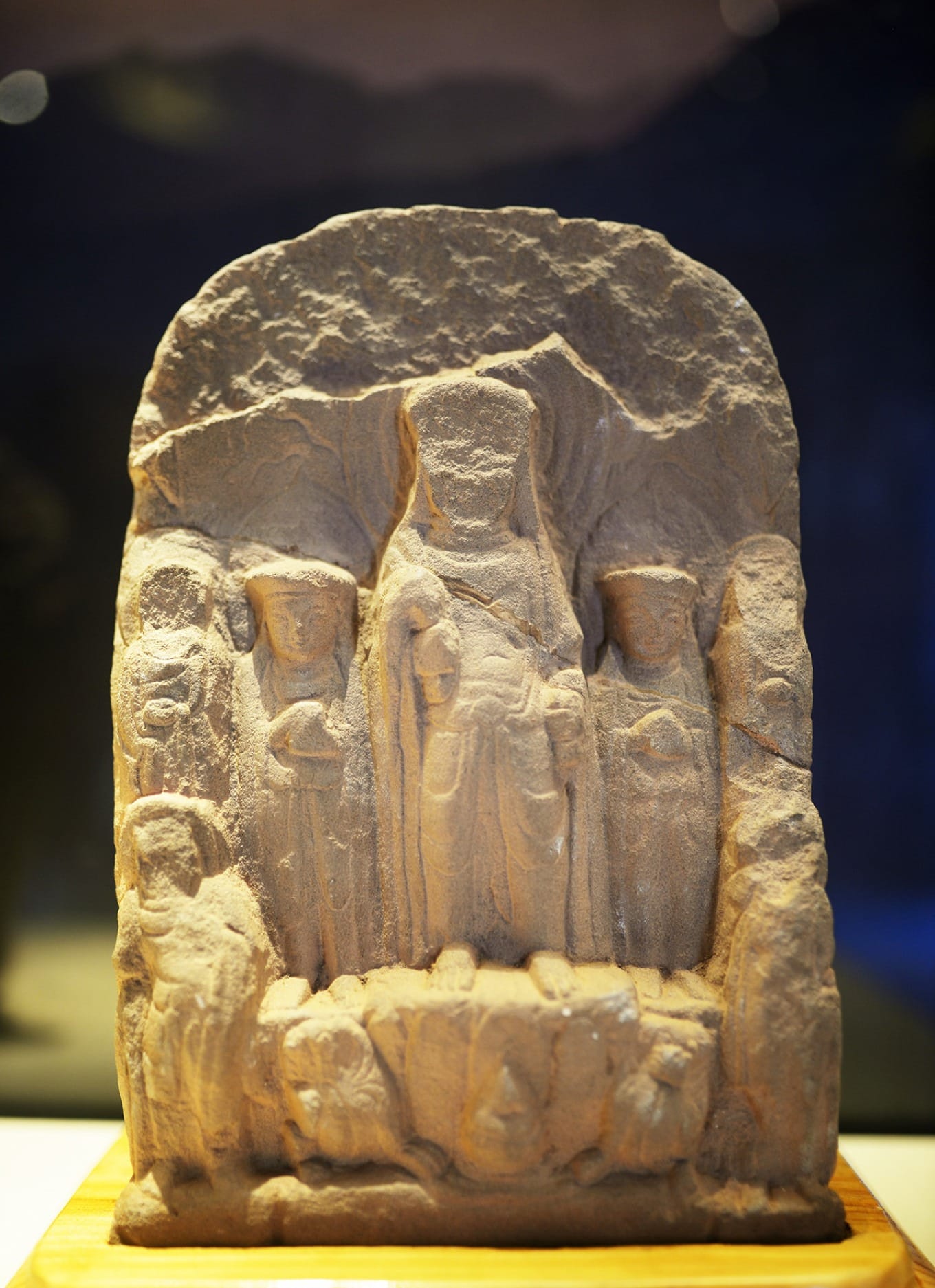 Stone carving of a Buddha head from the Tang Dynasty Nanzhao period