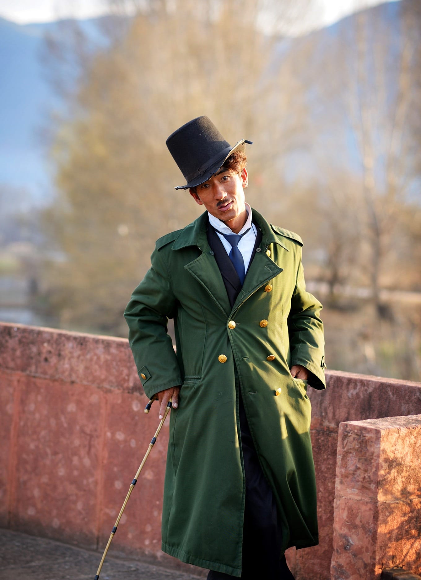 The 'Shaxi Chaplin' performance artist in costume