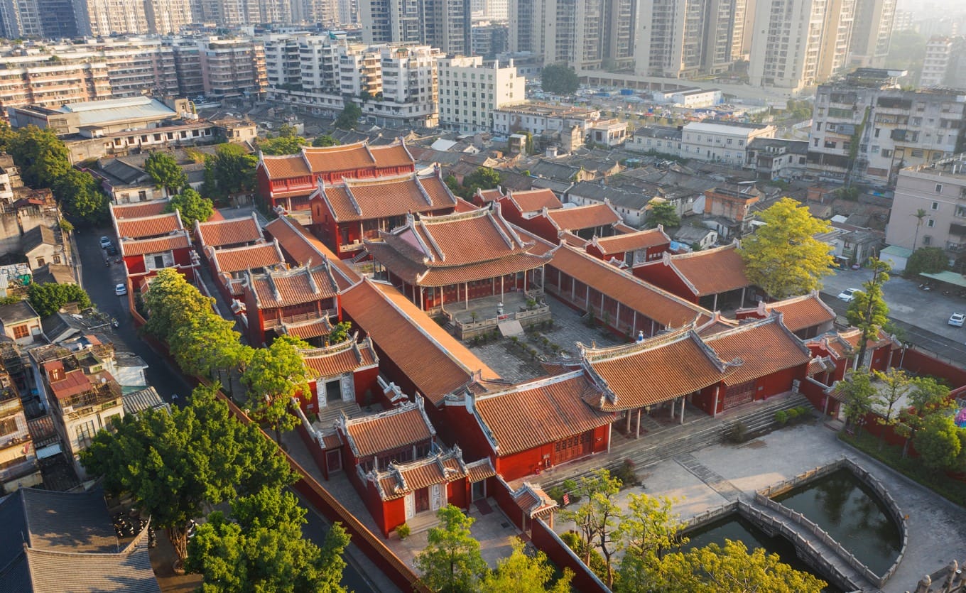 Historic stone architecture and courtyard corridors of Jieyang Confucian Temple