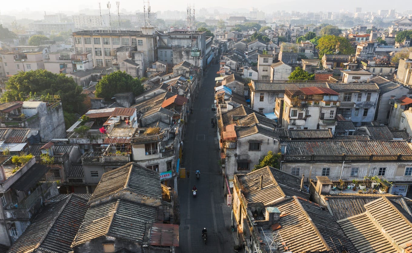 Historic cityscape of Jieyang old town with traditional Lingnan architecture