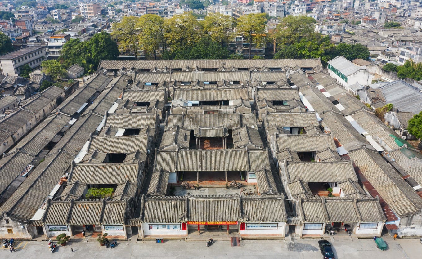 Traditional Chaoshan rooflines and courtyard buildings at De'anli Old Village