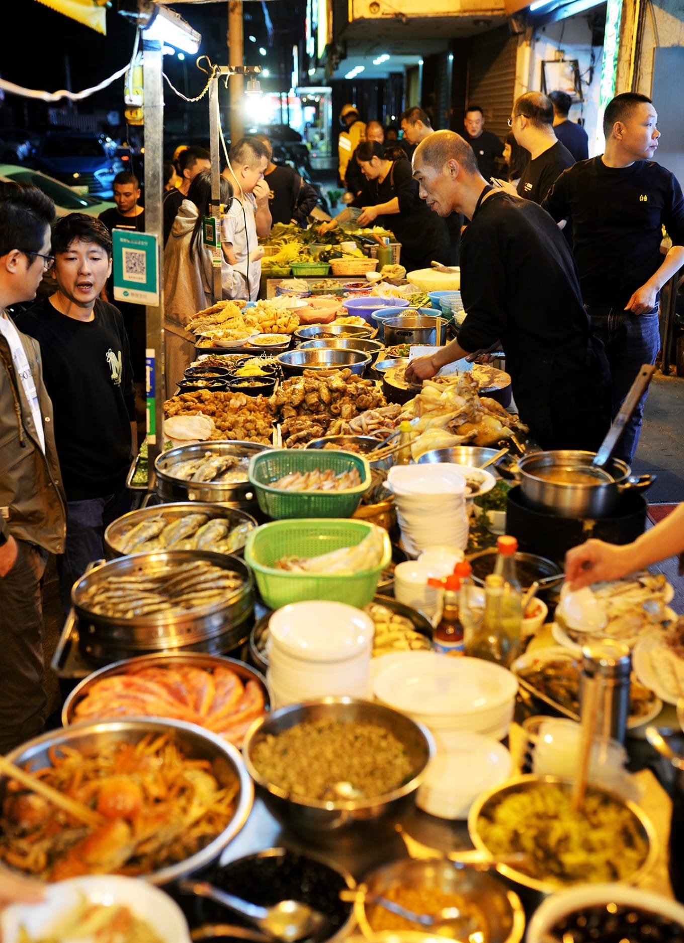 Chaoshan-style food stall display counter with assorted cold dishes