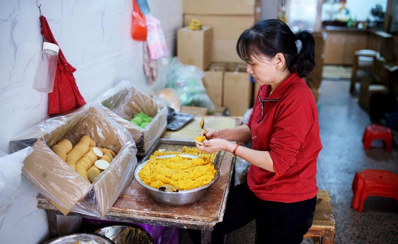 Freshly fried pumpkin cakes with golden crispy cookie exterior