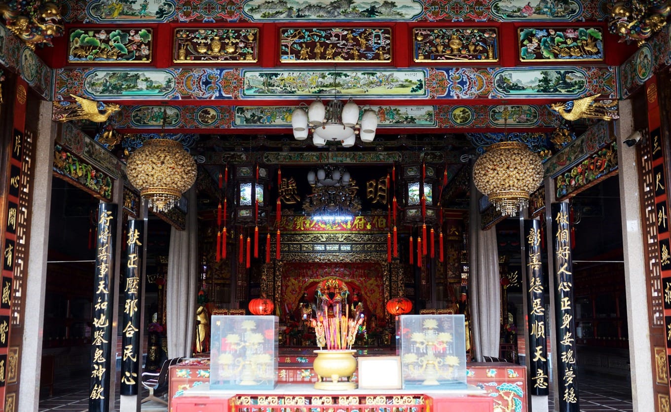 Statues of deities inside the City God Temple main hall