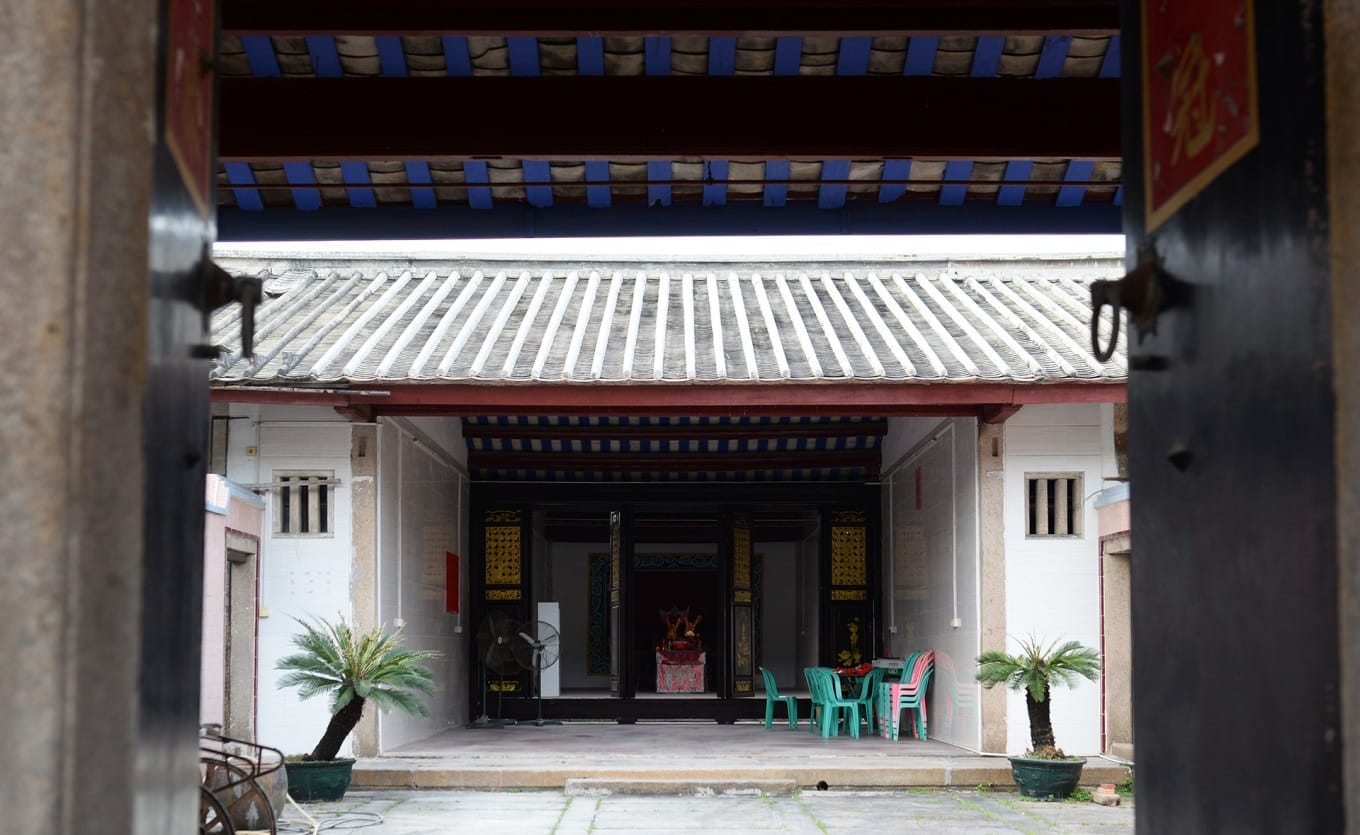 View through gates of Wenlin Residence courtyard