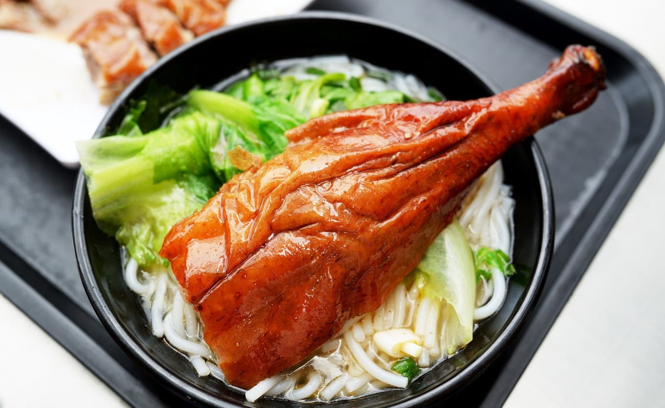 Close-up of the succulent goose meat