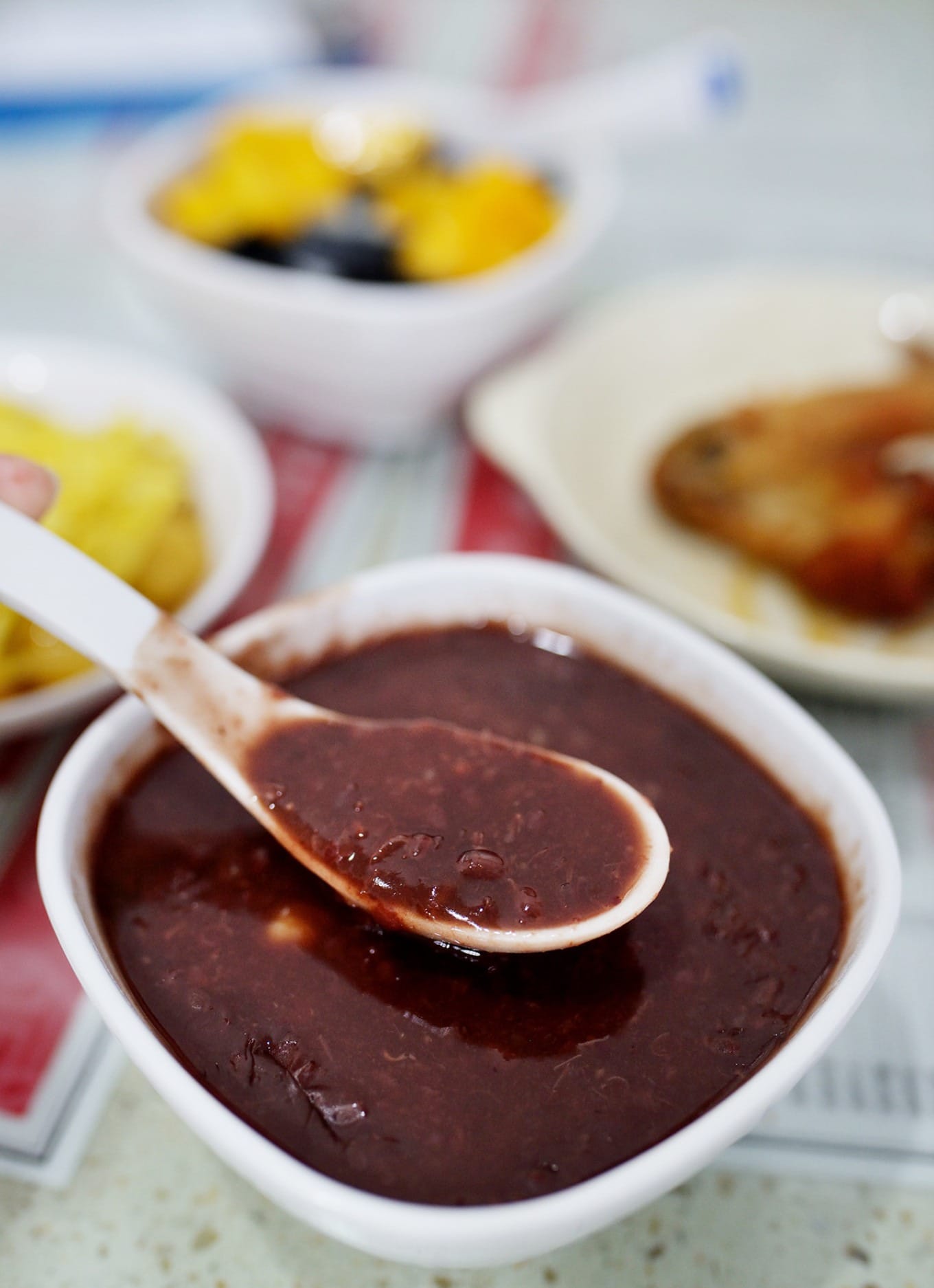 Bowl of Lotus Lily Red Bean Soup with rich texture
