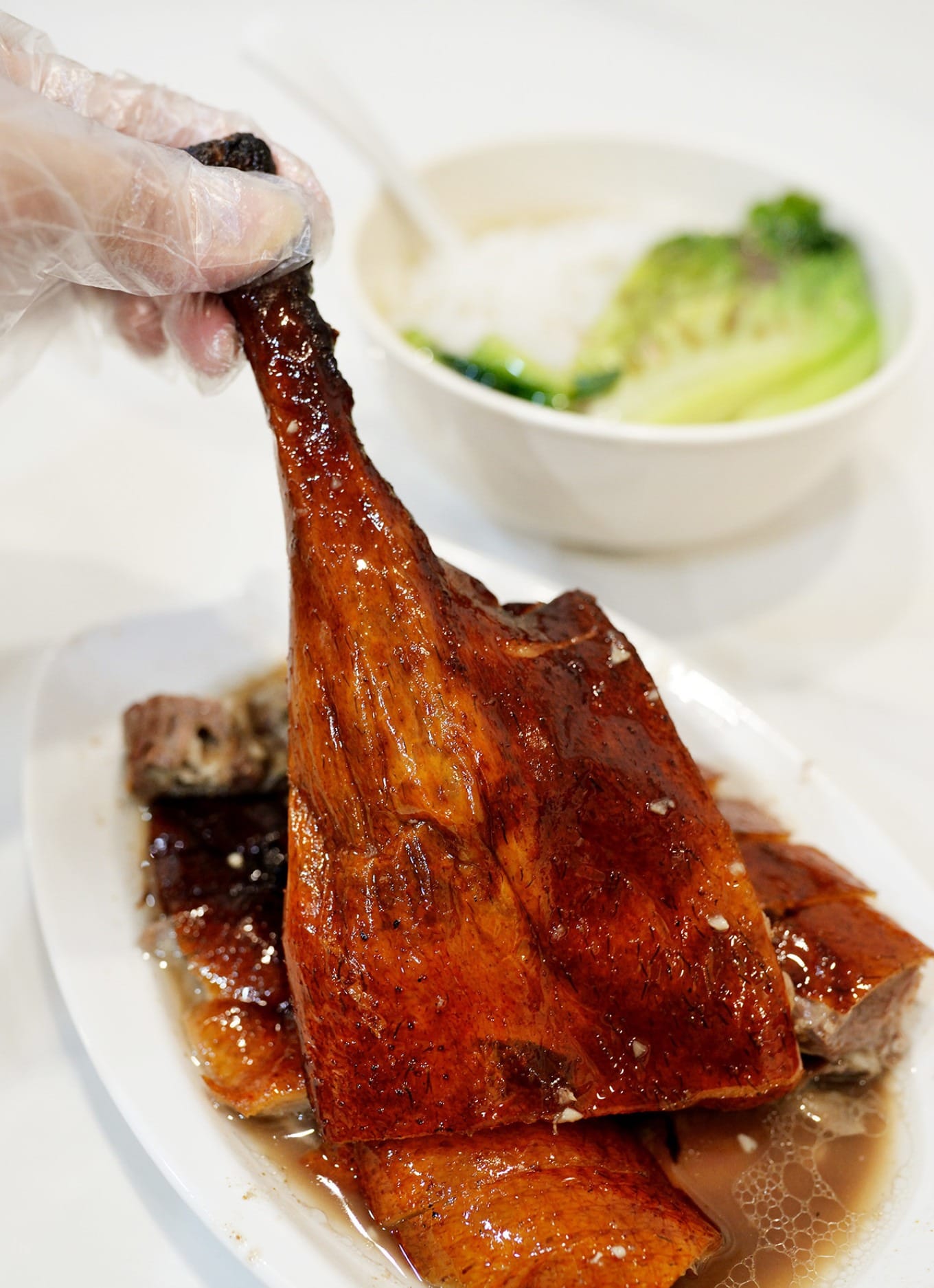 Crispy skin roast goose with succulent meat