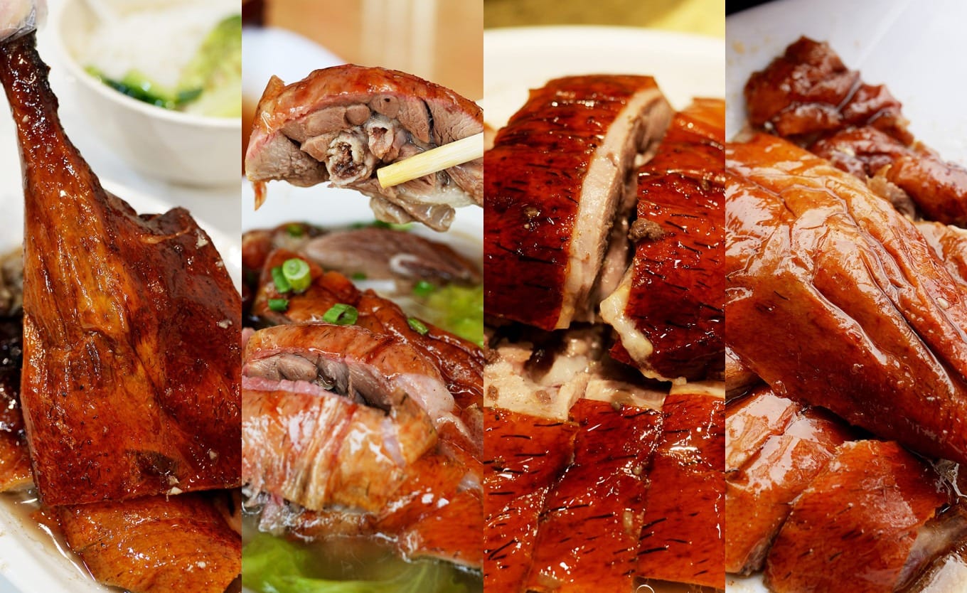 Glistening roasted goose on display in Dongguan