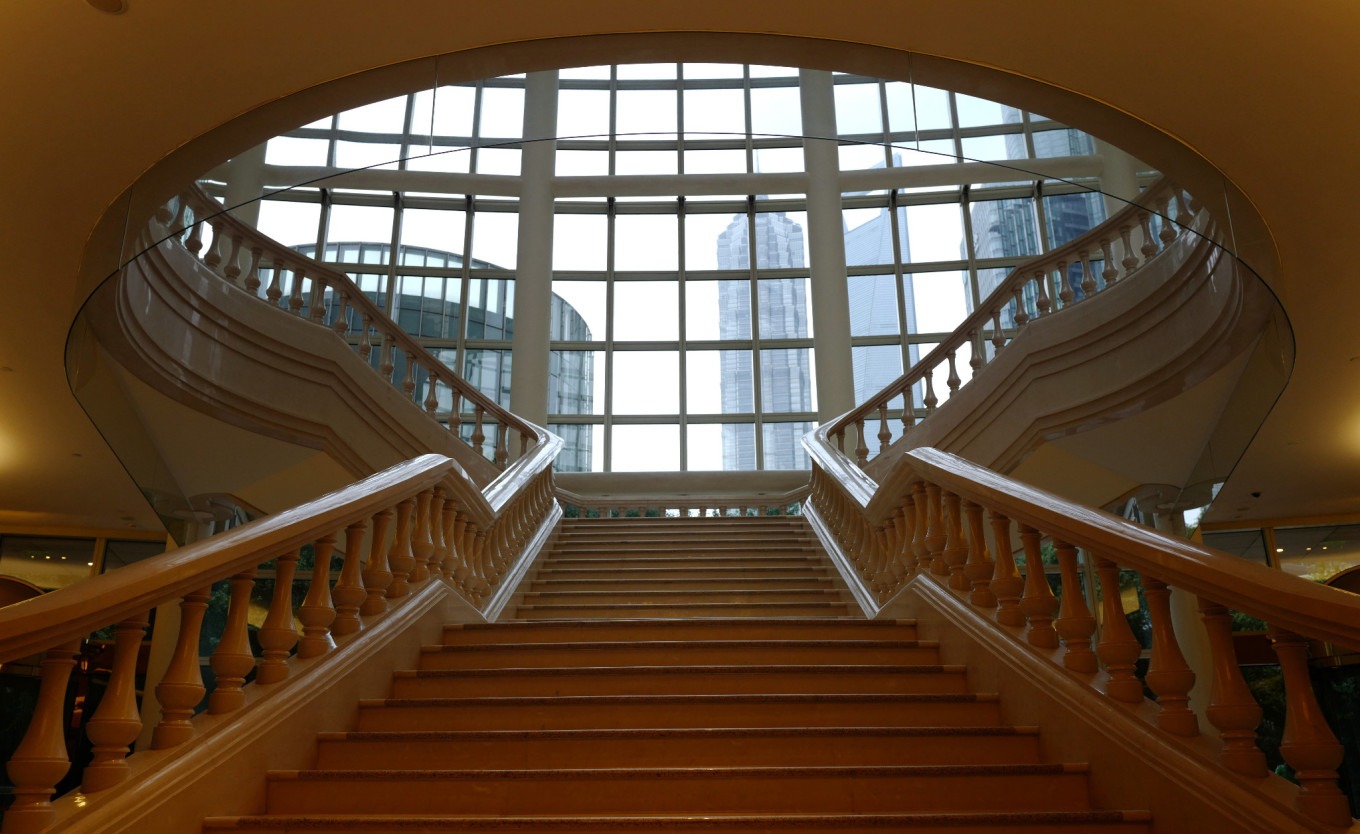 Museum exhibit hall photographed during quieter hours near closing