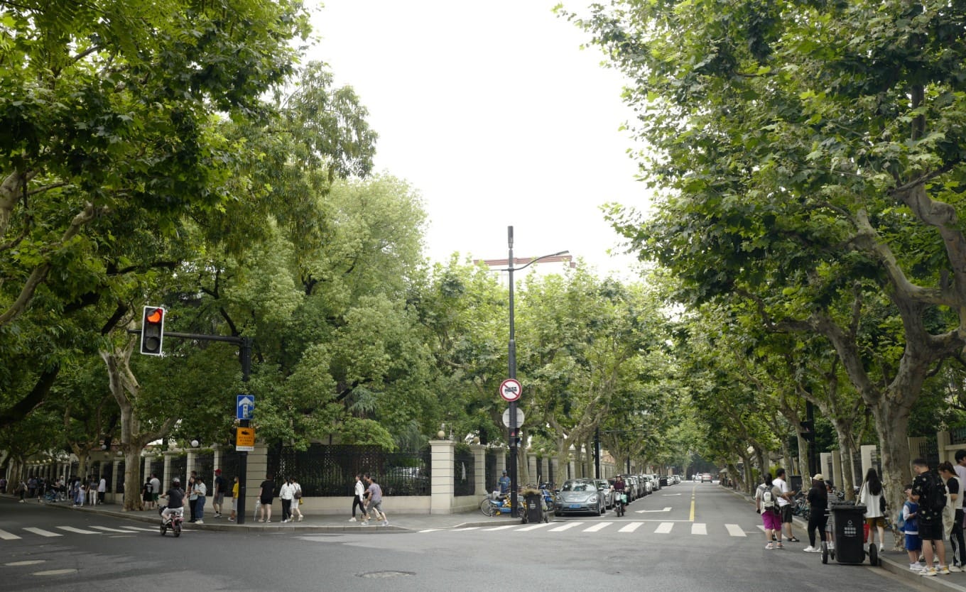 The simple facade of the building at 391 Wukang Road, former home of singer Zhou Xuan