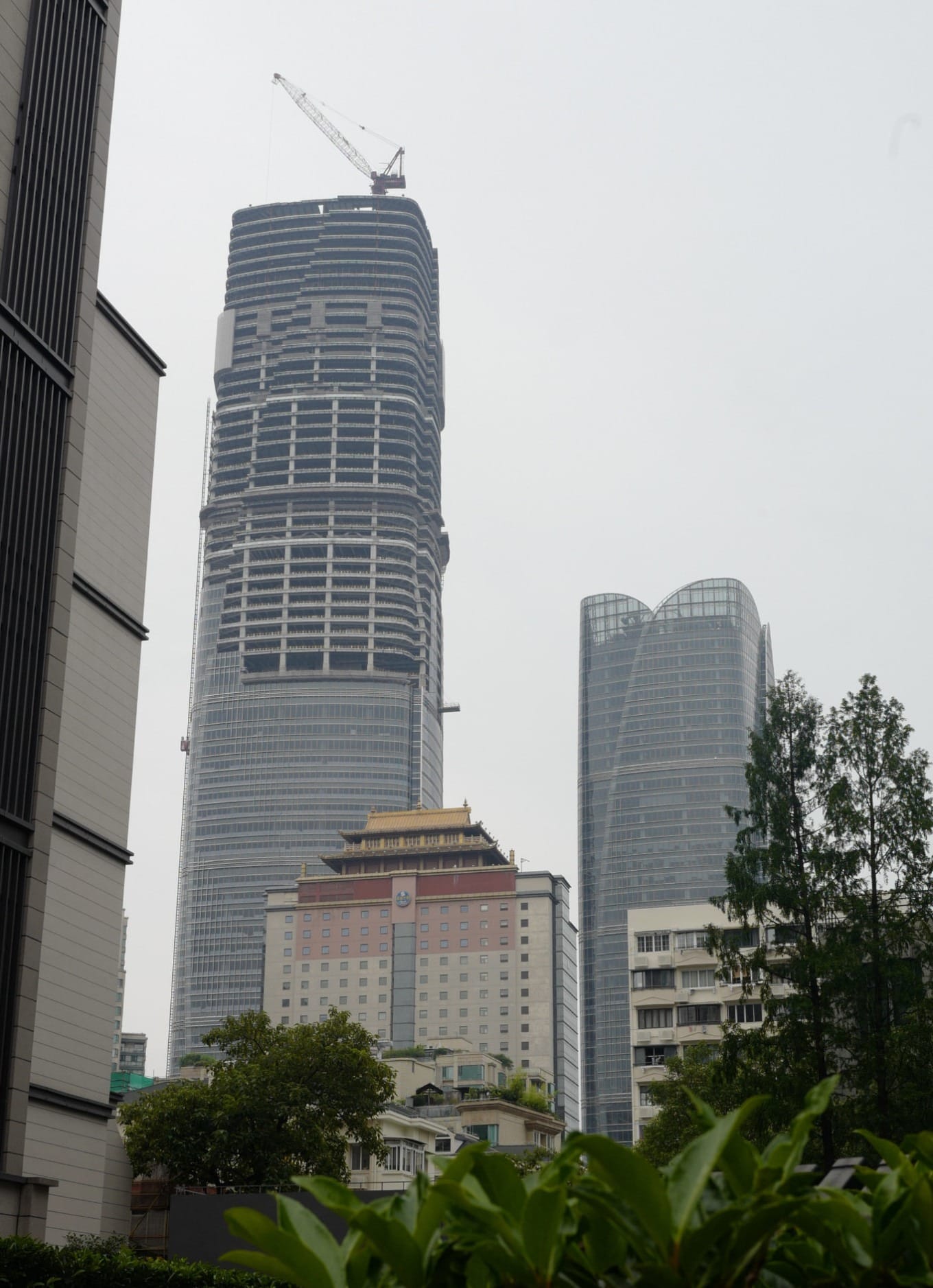 The distinctive facade of the Tibet Mansion (Xi Zang Da Sha) building in Xujiahui