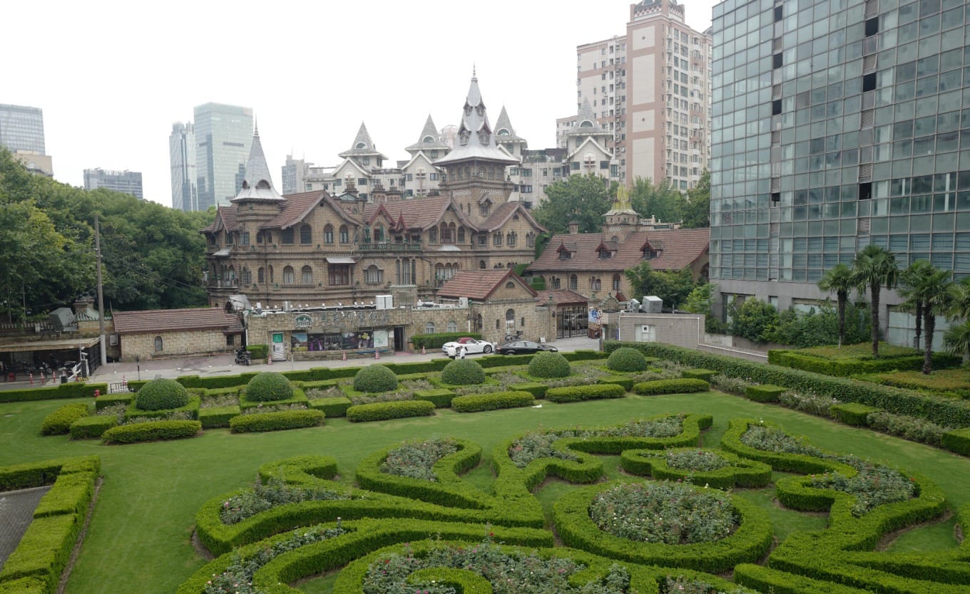 Scandinavian-style facade of the Hengshan Moller Villa Hotel in Shanghai