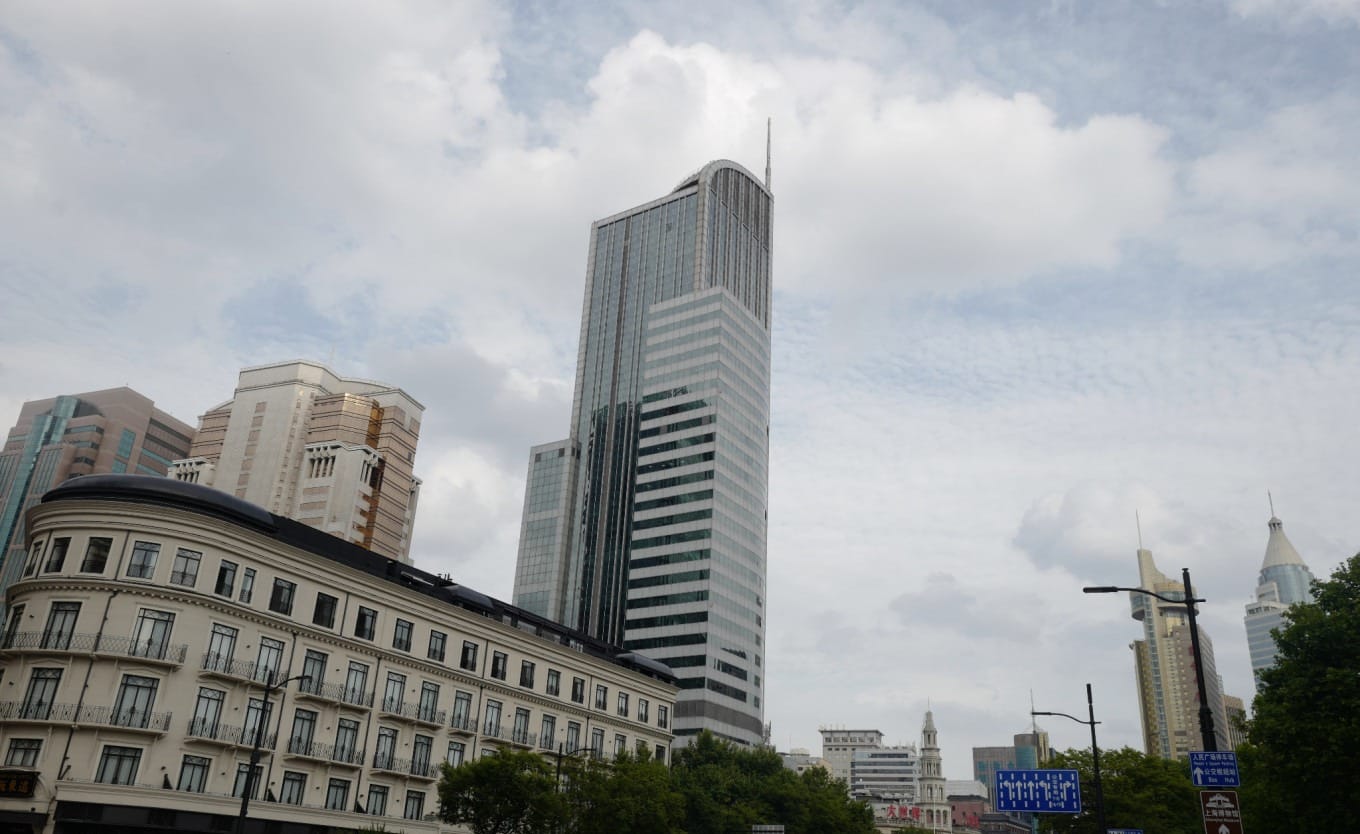 Dramatic cloudscape over Shanghai urban landscape