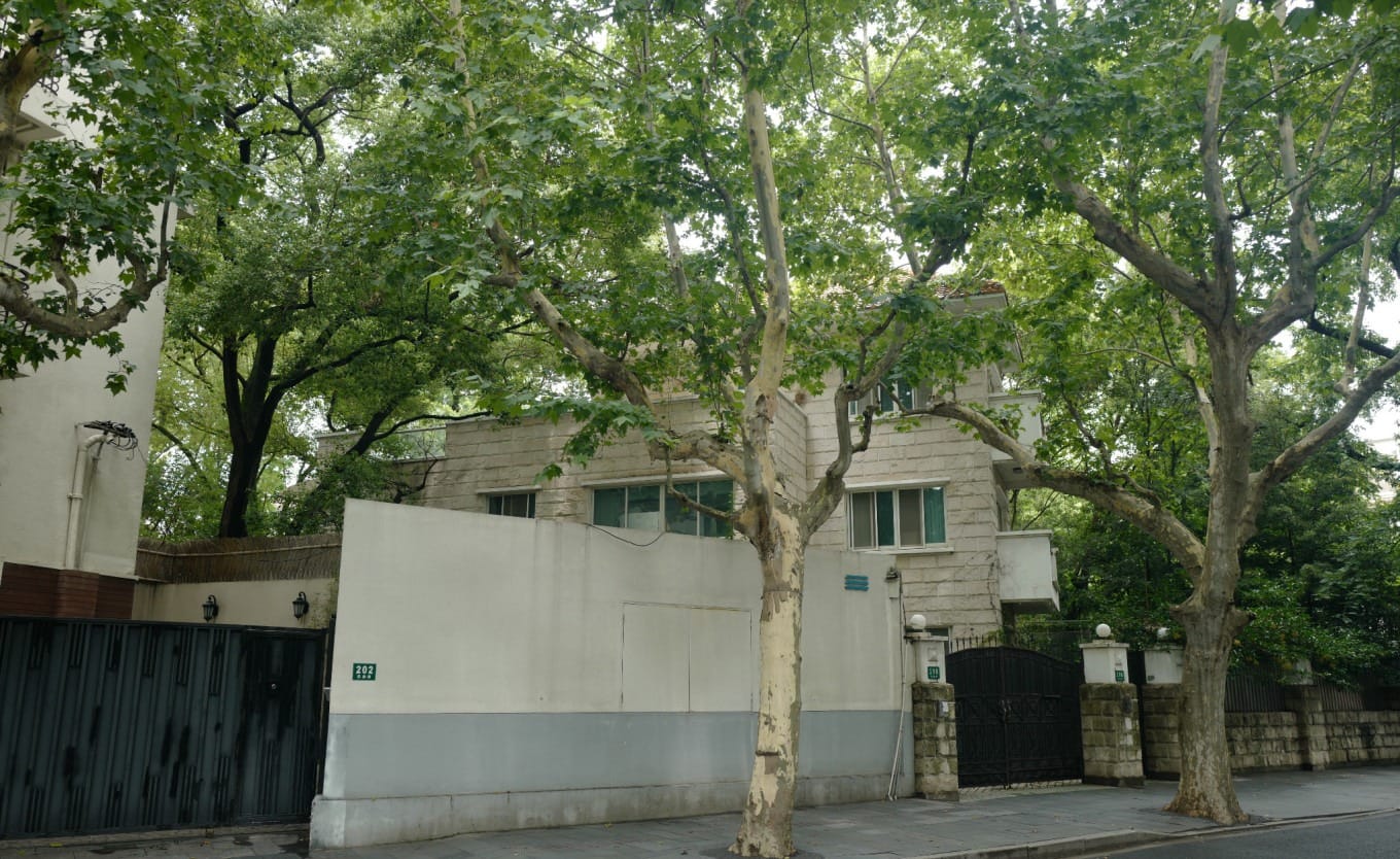 A residential street scene on the quieter section near 198 Wukang Road