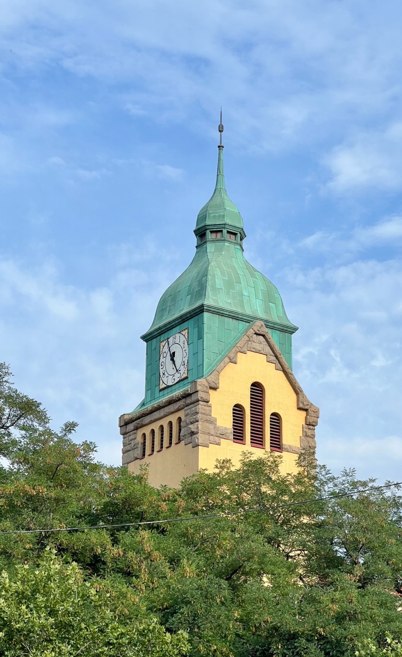 Jiangsu Road Christian Church exterior with clock tower