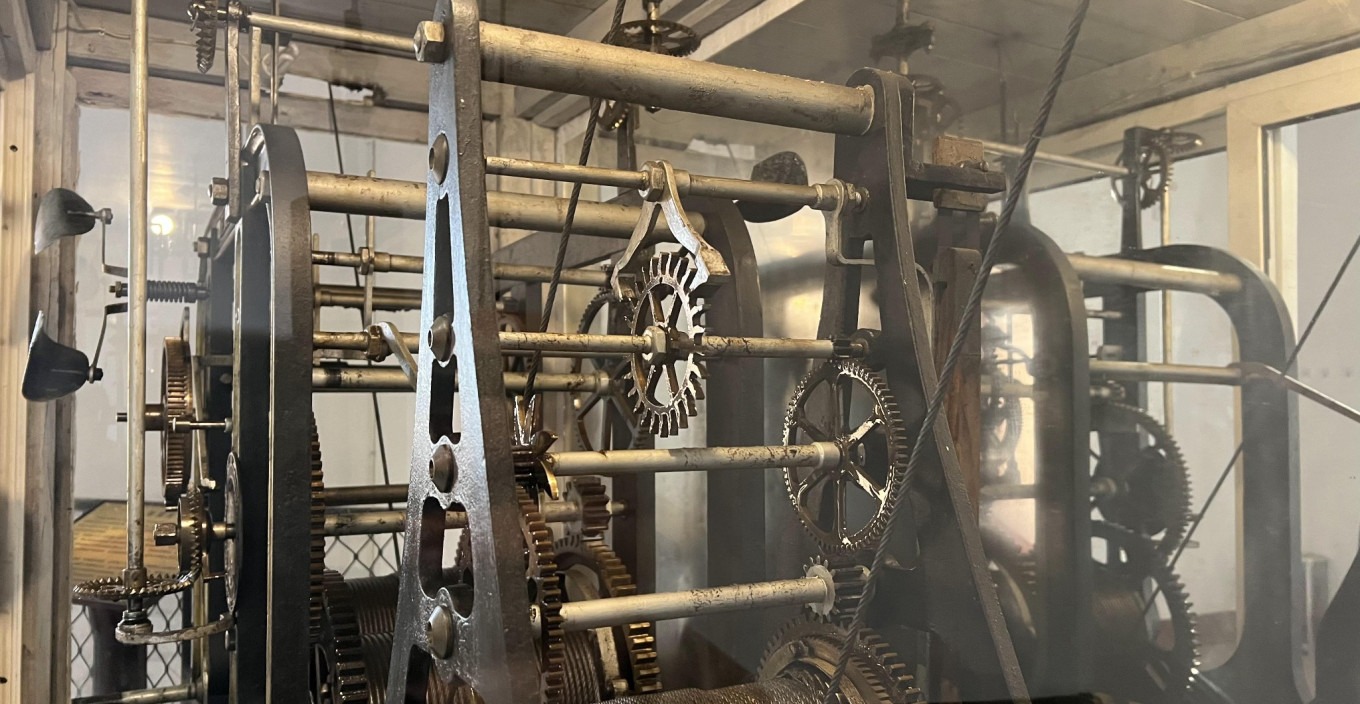 View of the church's internal clock structure from the top