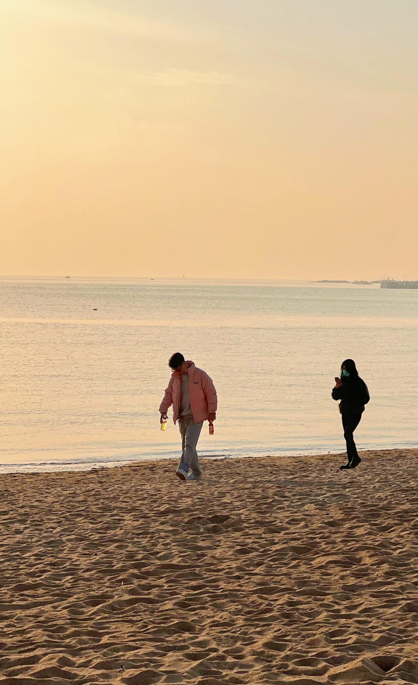 Beach scene at sunset