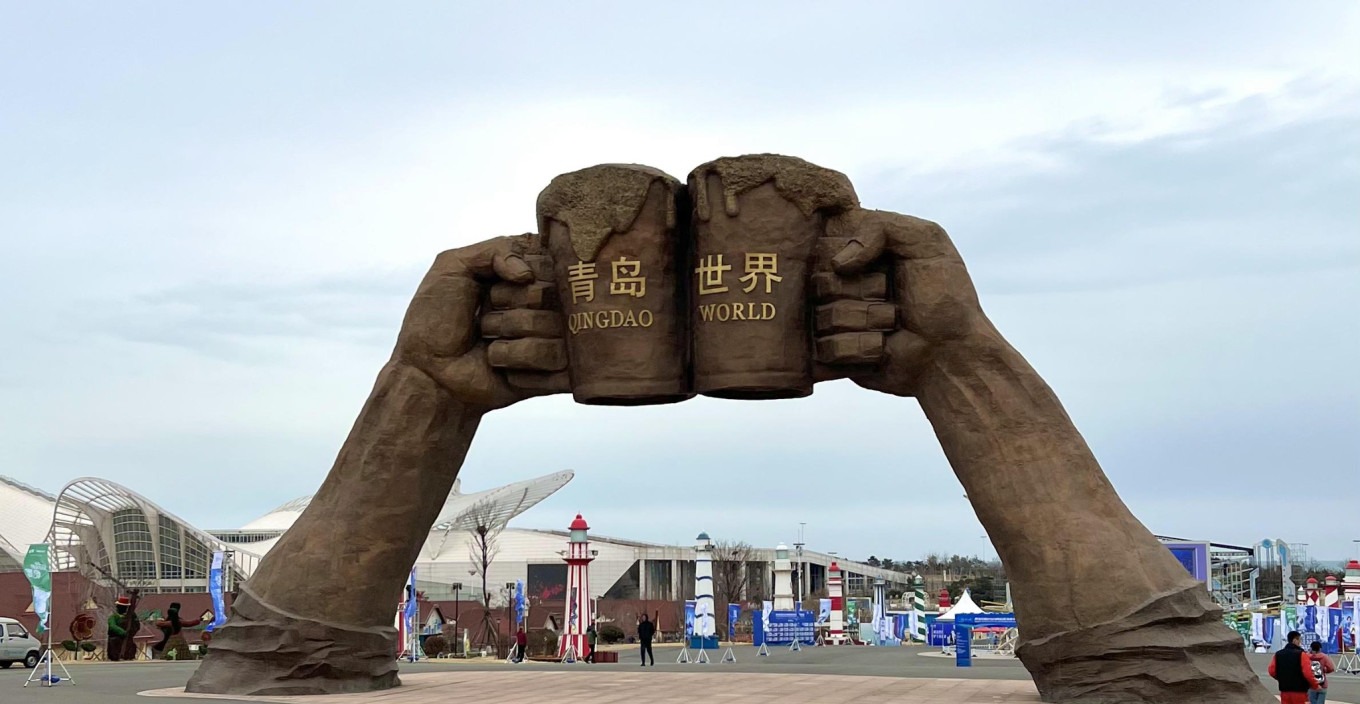 Golden Beach West Coast Qingdao with soft sand and blue sea