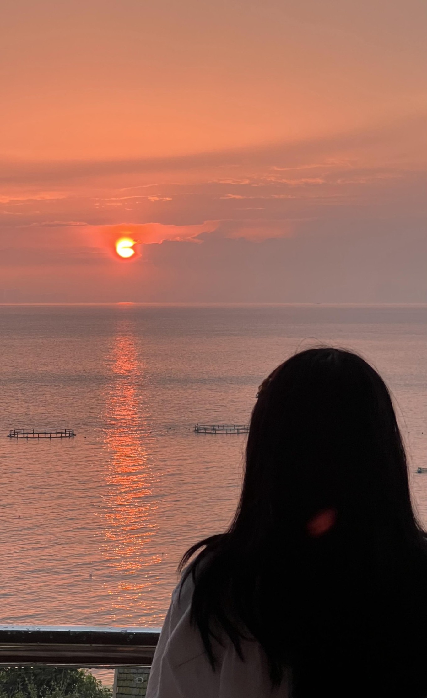 Orange sunset over Lingshan Island after rain