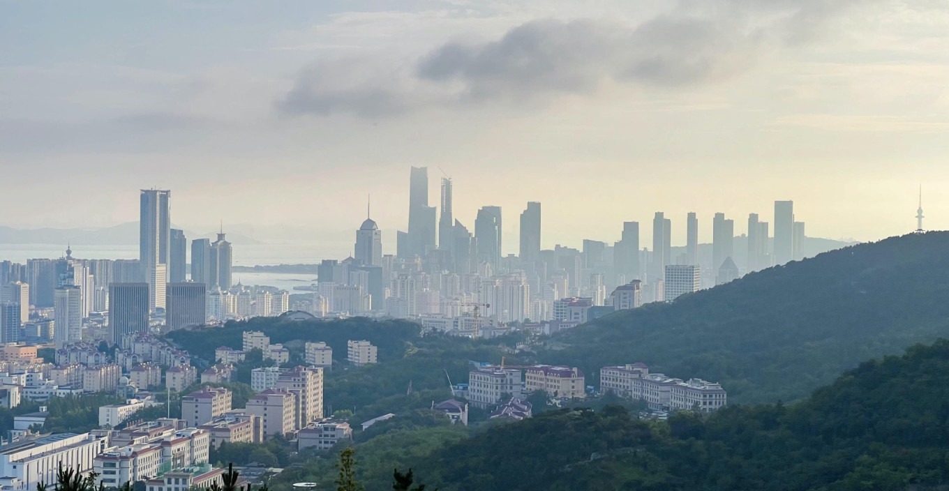 Close-up of city lights from Fushan