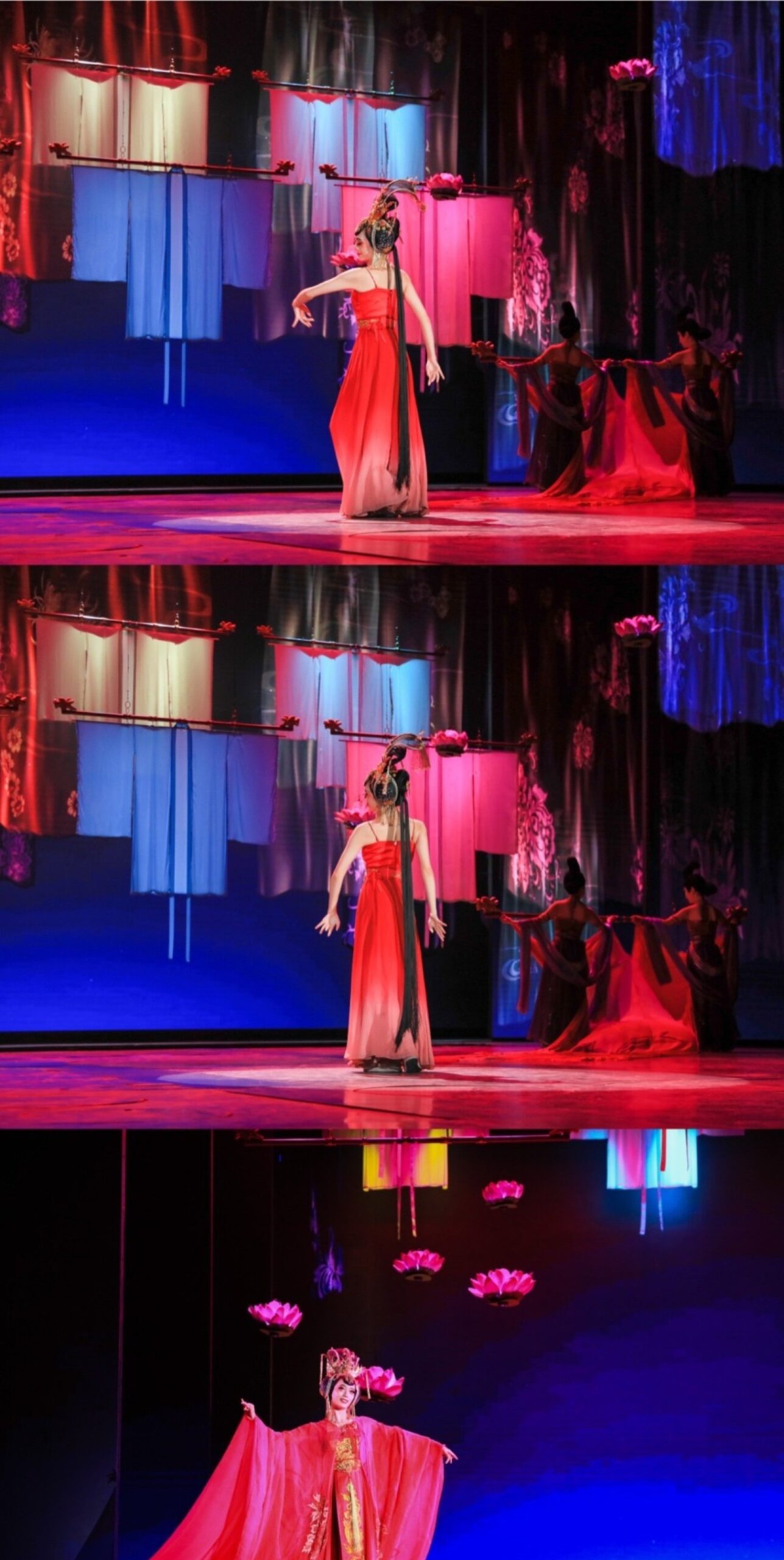 Actors portraying Emperor Tang Minghuang and Yang Guifei on stage