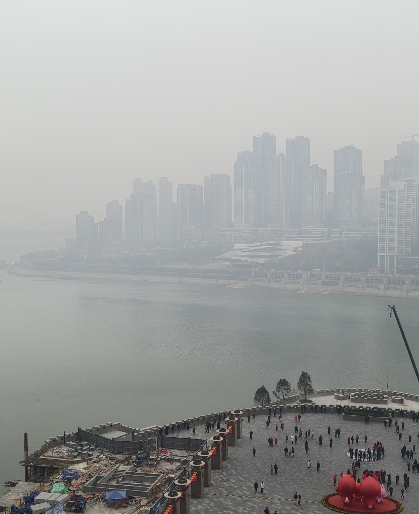 View from Baixiangju 12th floor platform overlooking Yangtze River