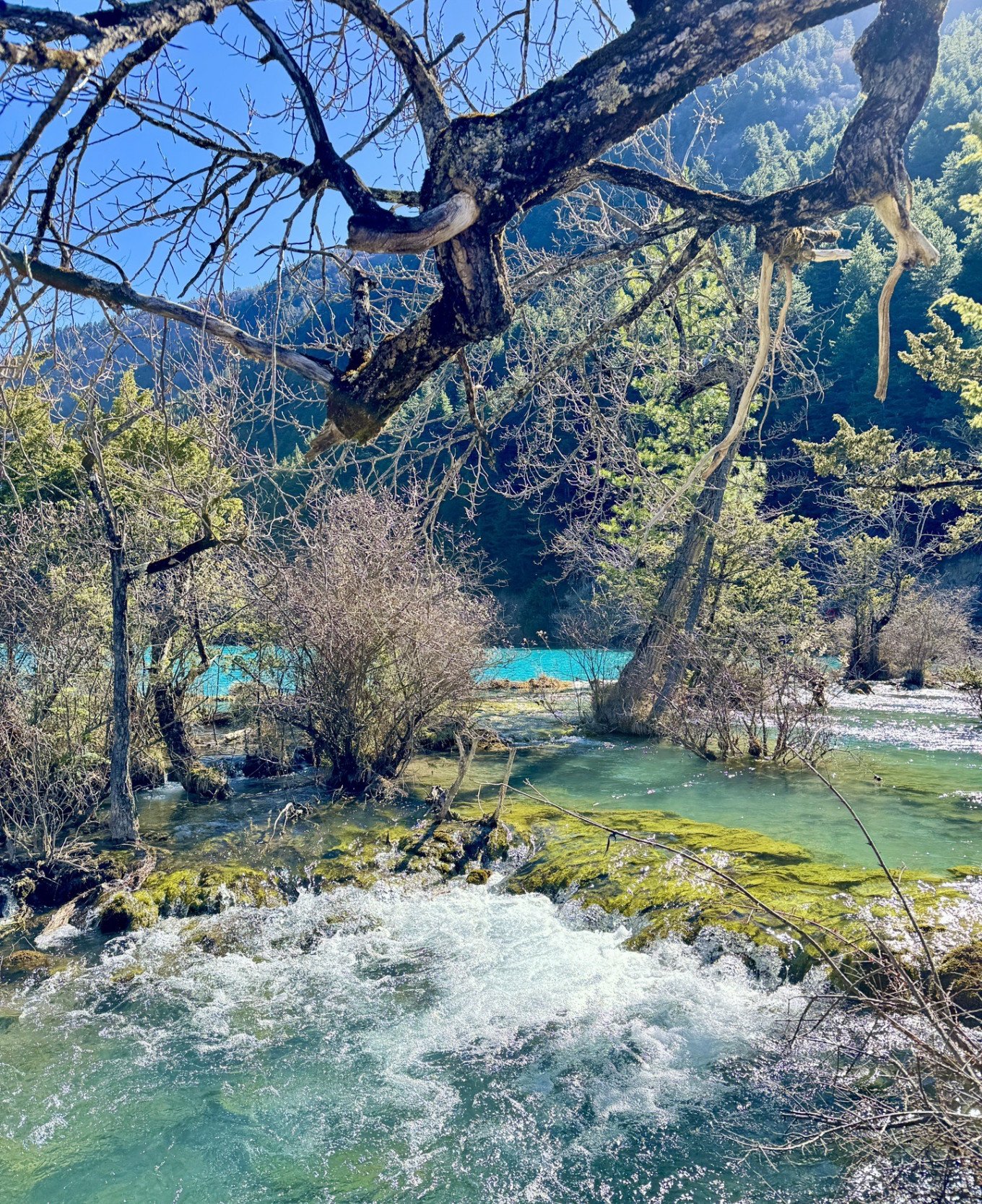 Shuzheng Lakes with terraced travertine dams