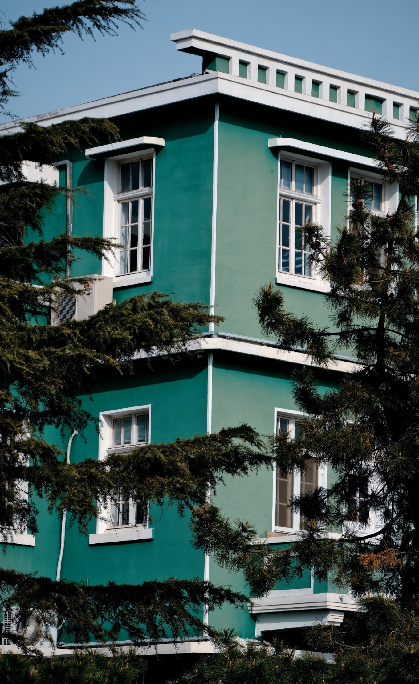 Close-up of the Bialucha villa's architectural details