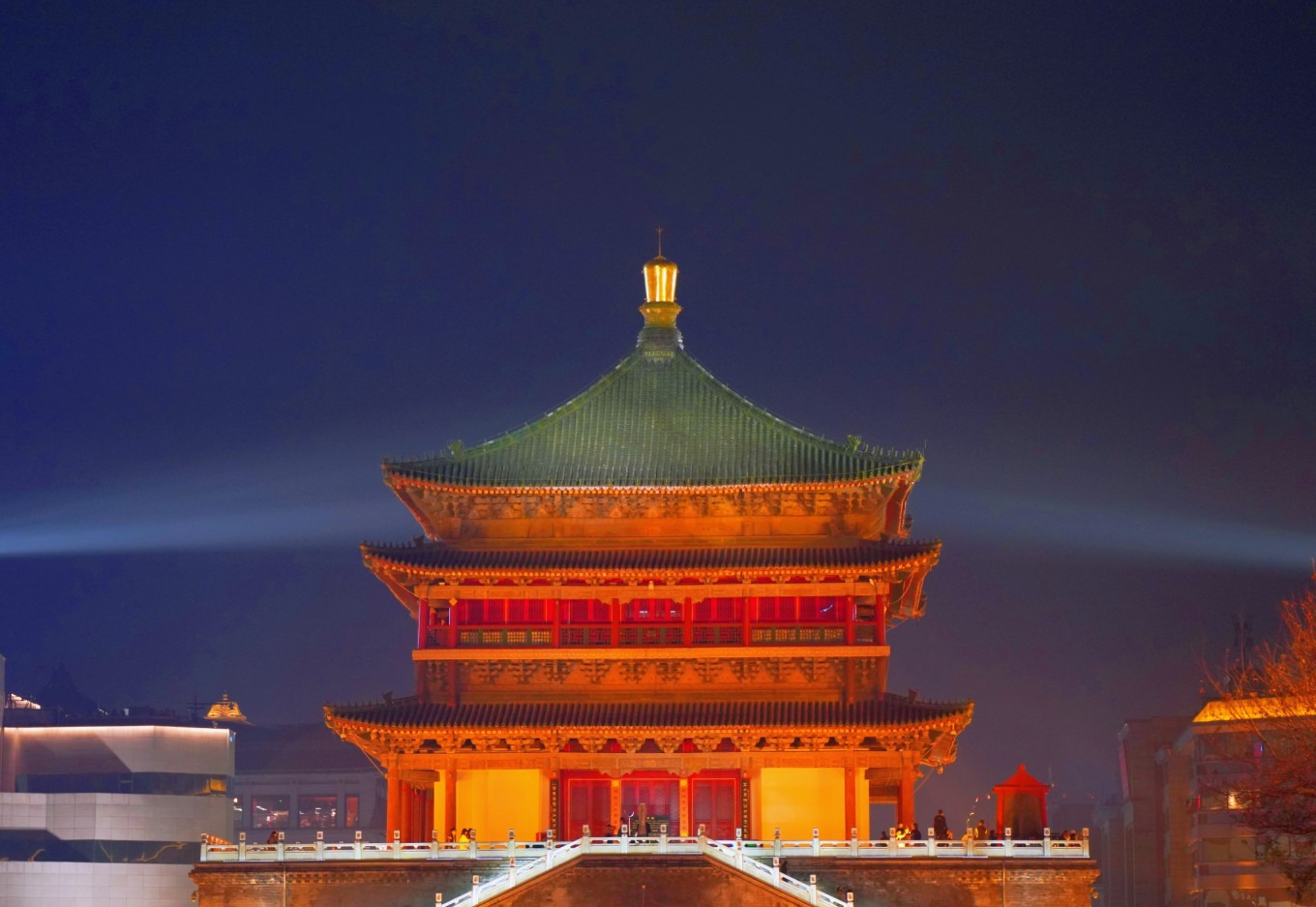 Bell Tower in Xi'an with traditional architecture and city backdrop