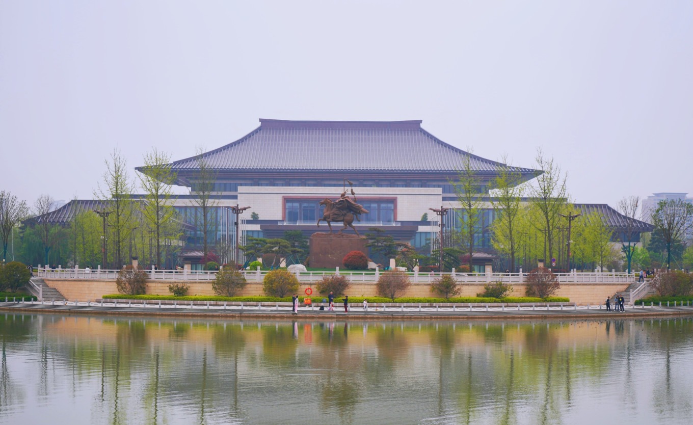 Colorful flower beds and landscaping in Xi'an Expo Park