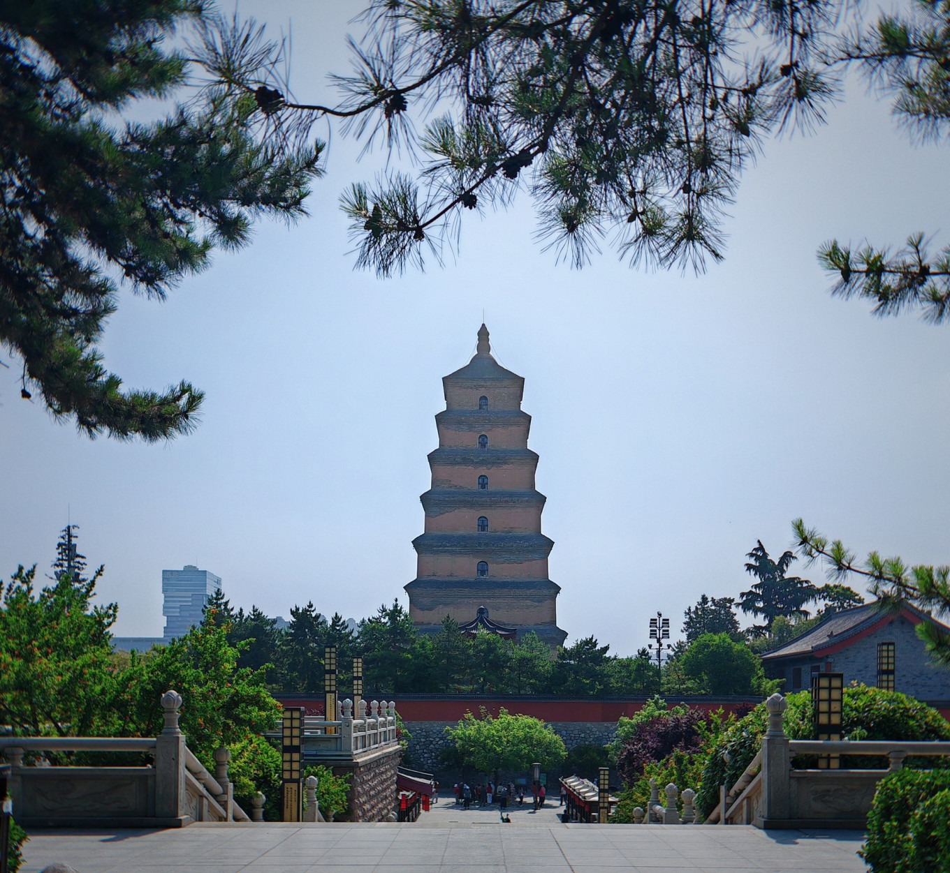 Giant Wild Goose Pagoda seen from Dayuecheng Mall rooftop