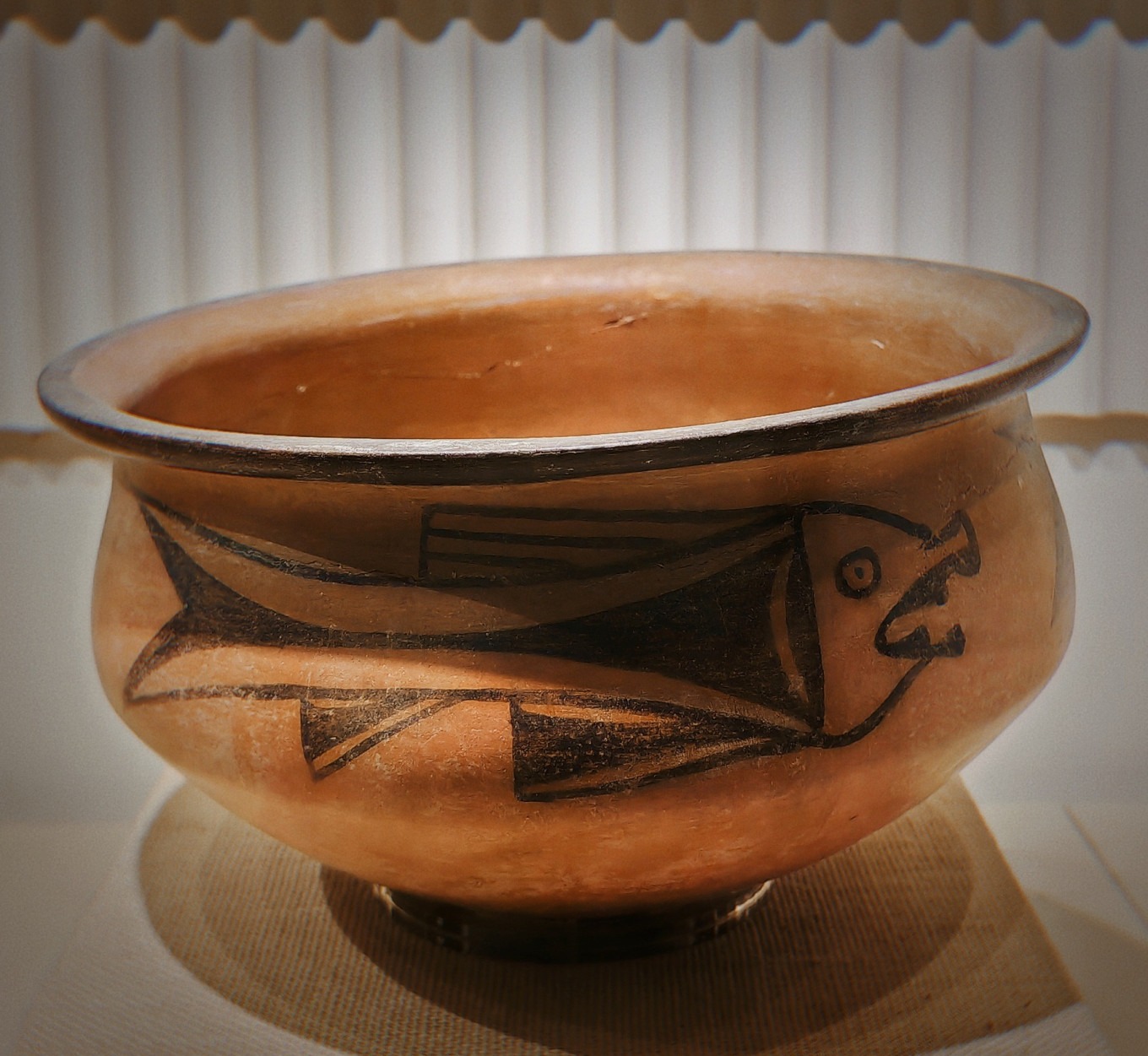 Painted pottery vessels on display